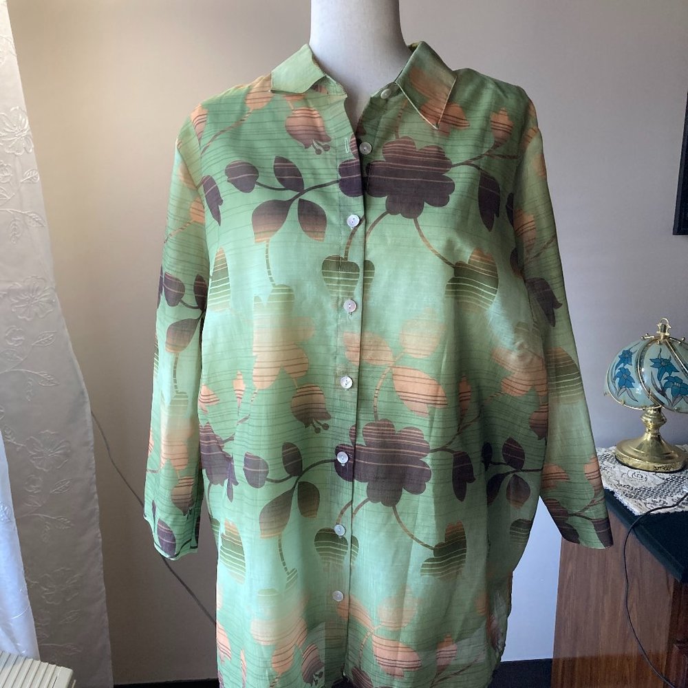Alfred Dunner Dunner's Women Top & Cami Size 18W Multi-Color Button Up Collared